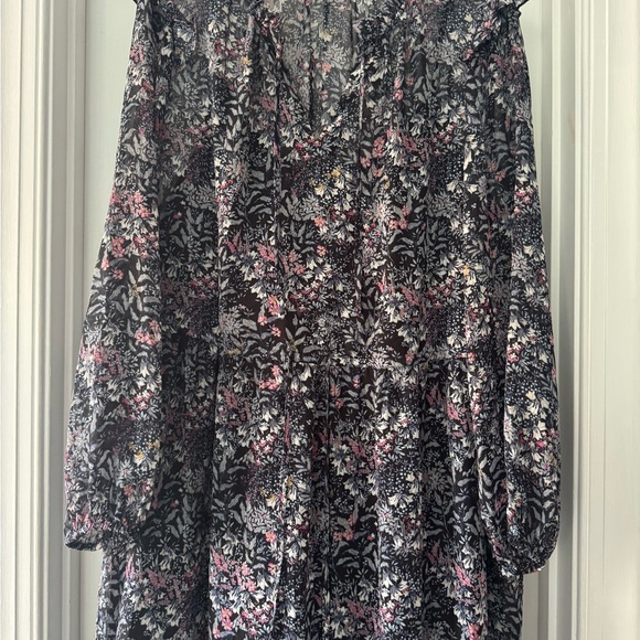 Julia Jordan Black and Gray Ruffled Tiered Long Sleeve Dress Size 16 - Picture 4 of 7